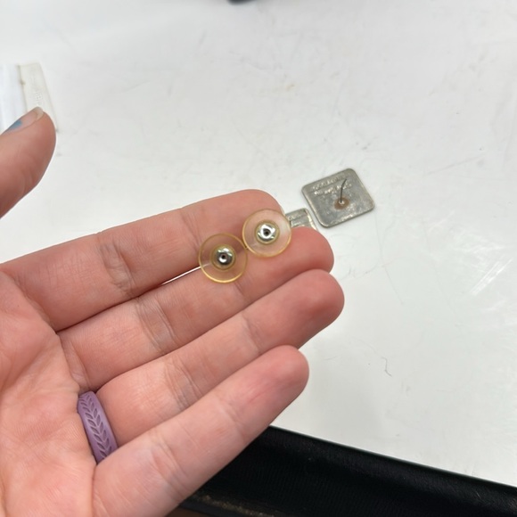 Laurel Burch Night Dog Aztec Square Stud Earrings Jewelry Collectible Cloisonne - Picture 6 of 7